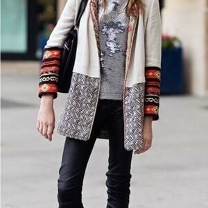 Zara Beige and Red Patterned Blazer